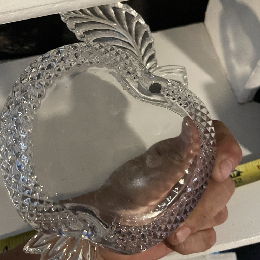 Studio Nova Apple Delight Clear Glass Candy Nuts Snack Bowl Dish Frosted Leaves